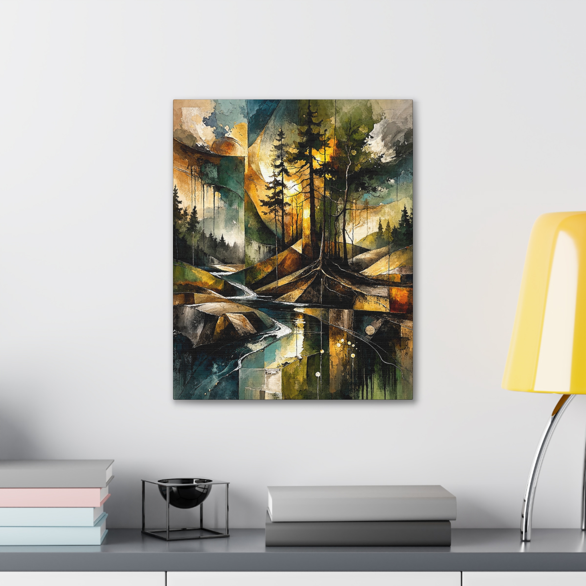 Abstract Forest Landscape Canvas Stretched | Tree Reflections Wall Art - Image 6