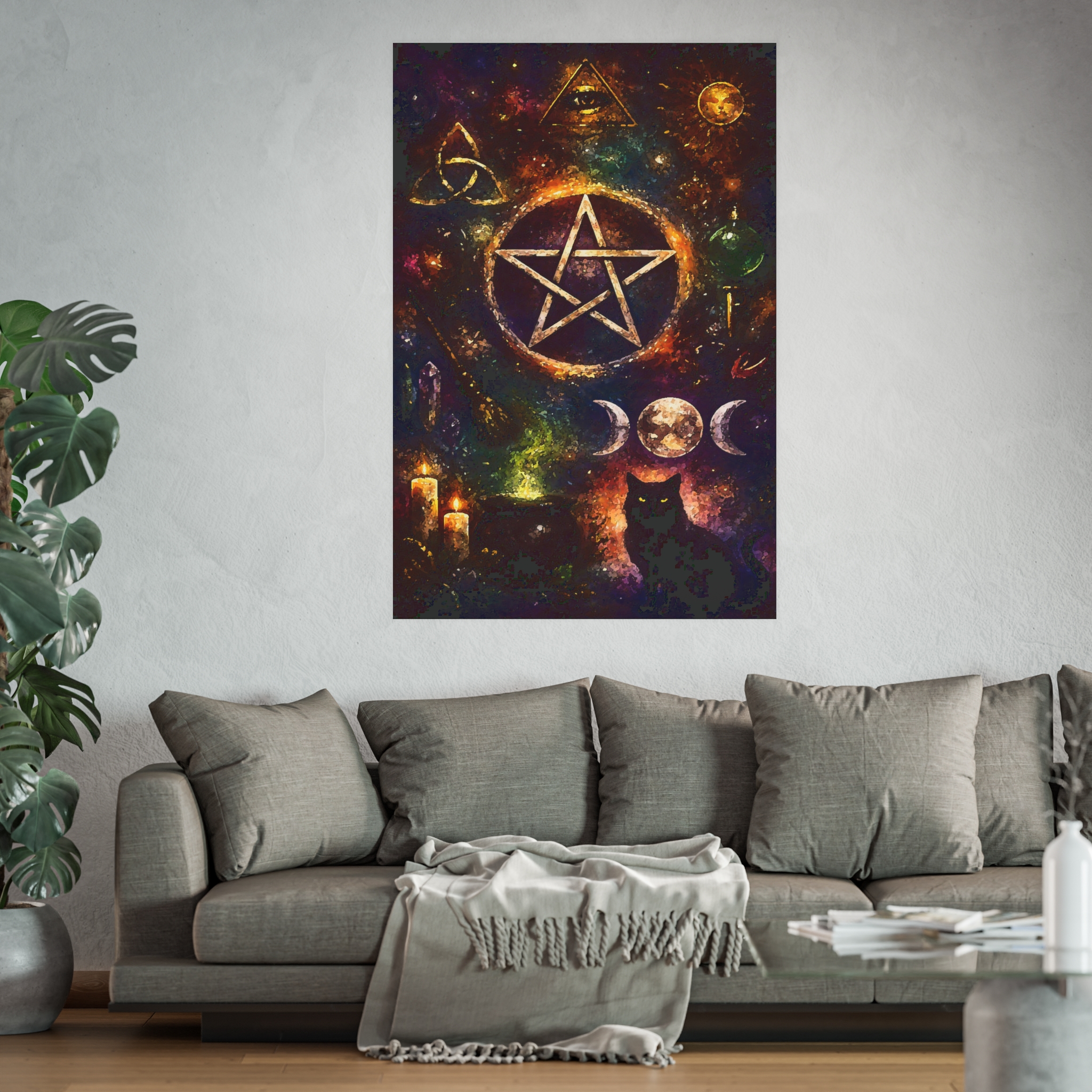 Wiccan Pentagram Galaxy Poster | Satin Matte Poster - Image 2