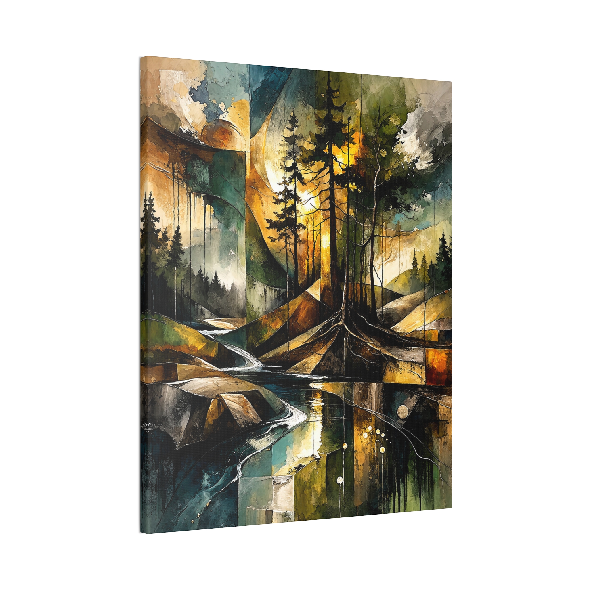 Abstract Forest Landscape Canvas Stretched | Tree Reflections Wall Art - Image 13