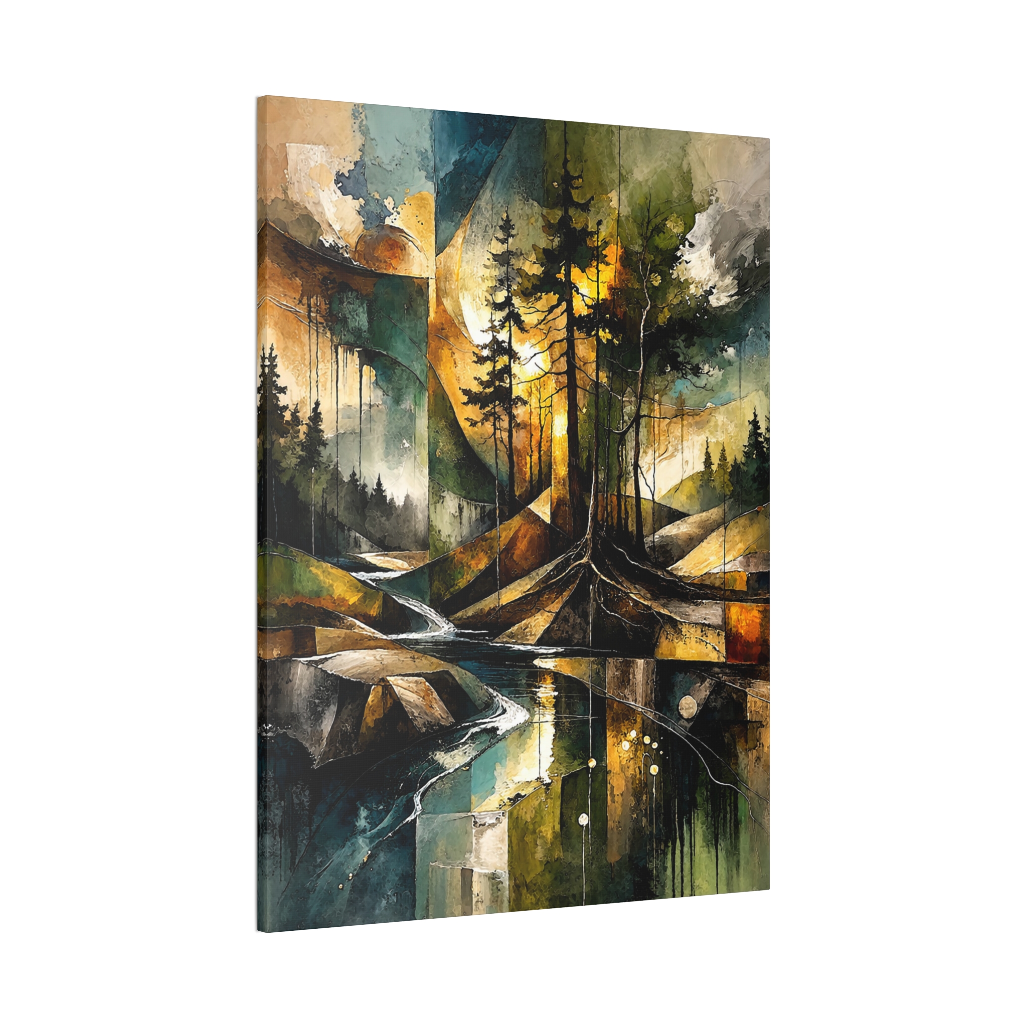 Abstract Forest Landscape Canvas Stretched | Tree Reflections Wall Art - Image 17