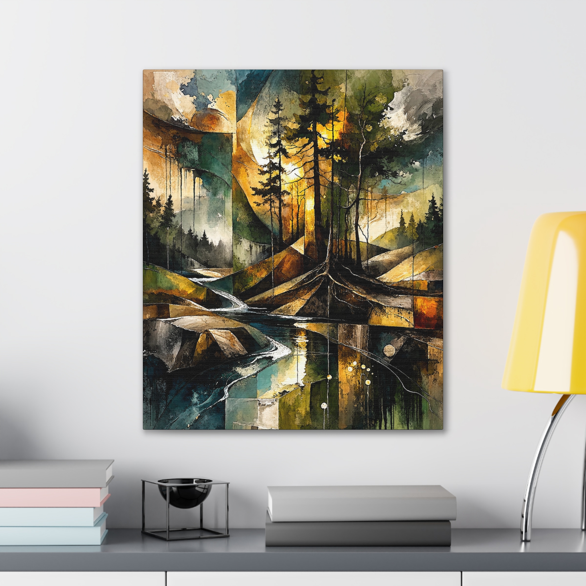 Abstract Forest Landscape Canvas Stretched | Tree Reflections Wall Art - Image 10