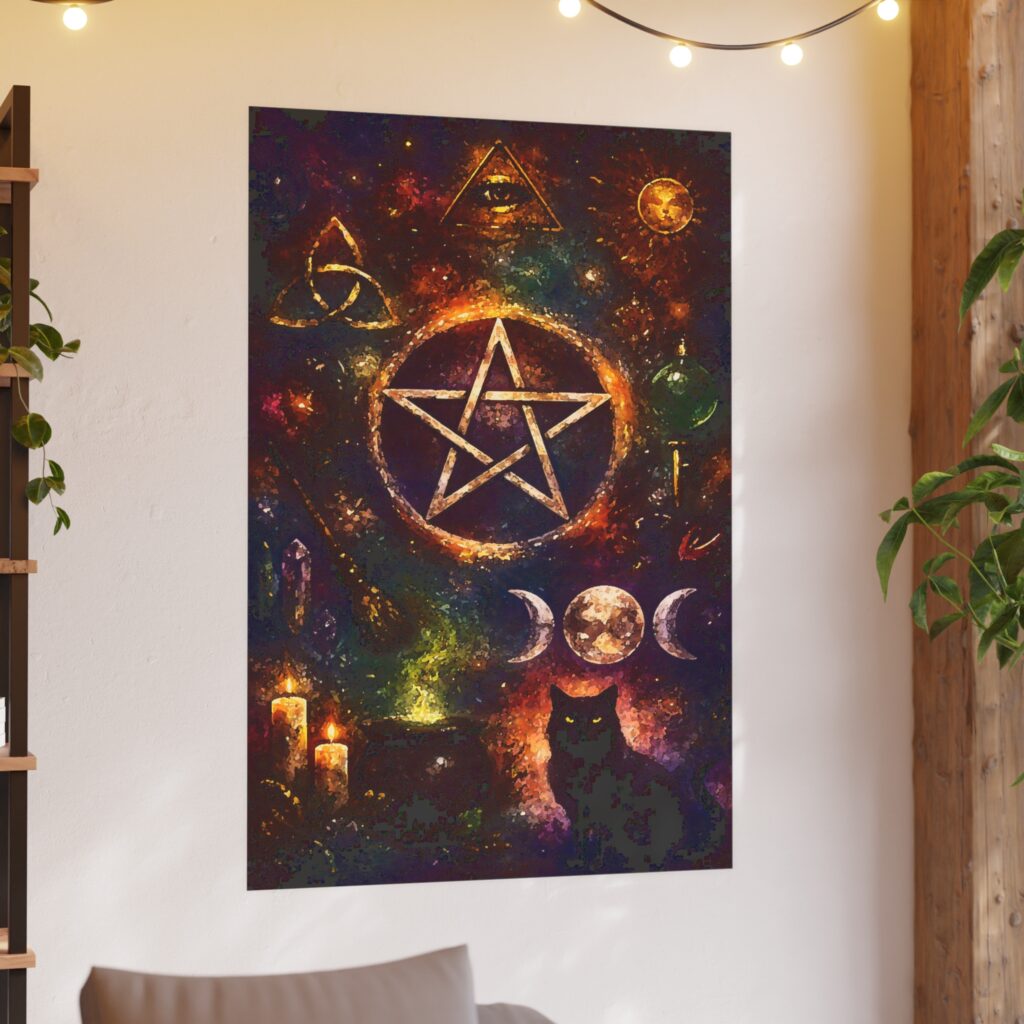 Wiccan Pentagram Galaxy Poster | Satin Matte Poster