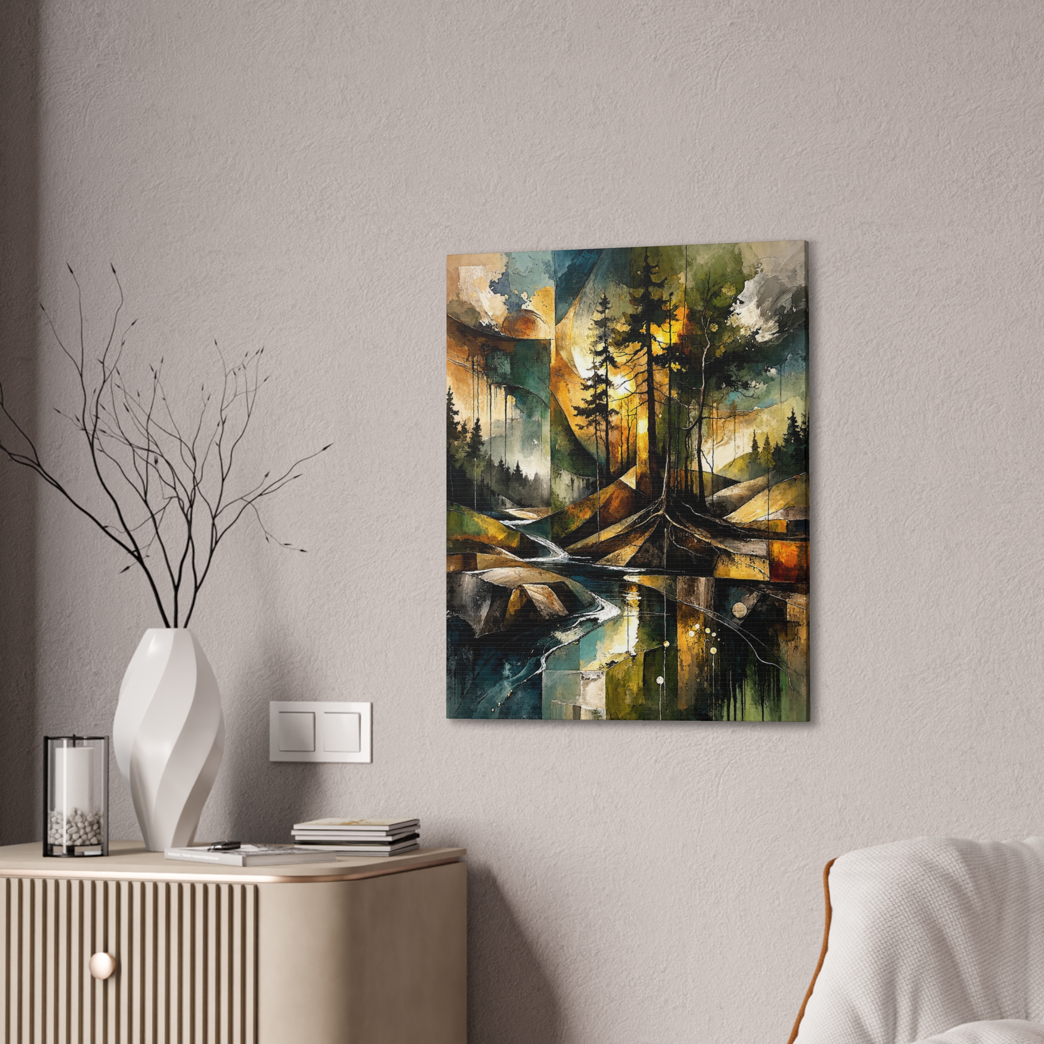 Abstract Forest Landscape Canvas Stretched | Tree Reflections Wall Art - Image 15