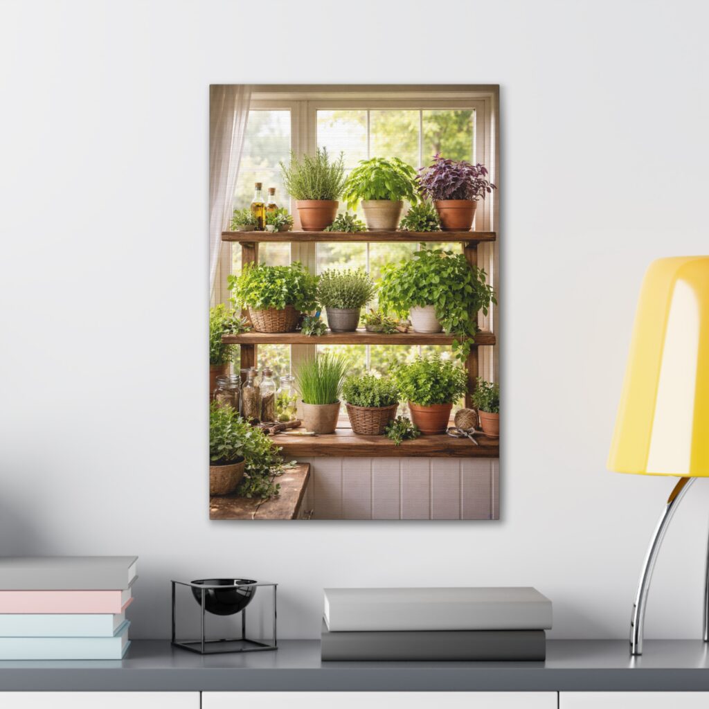 Herb Garden Window Shelf Canvas Art