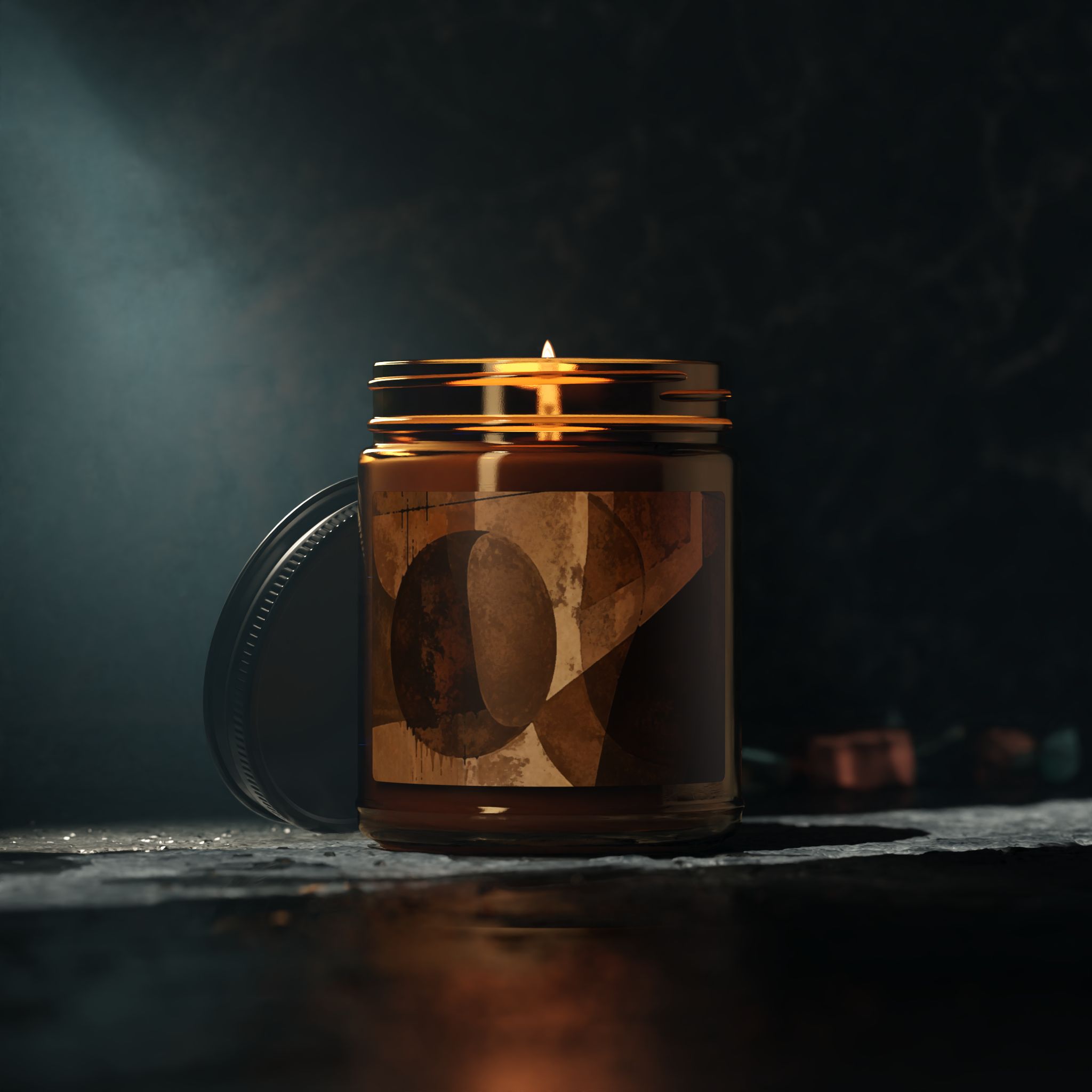 Shapes of Brown Geometric Amber Jar Candle | Soy Scented Candle - Image 6
