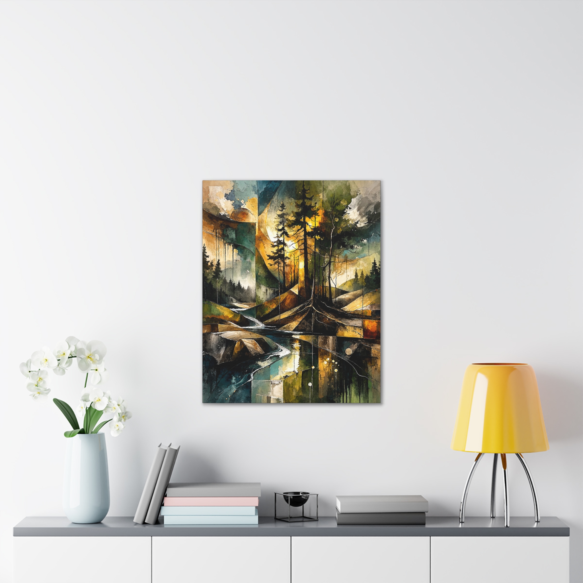 Abstract Forest Landscape Canvas Stretched | Tree Reflections Wall Art - Image 14