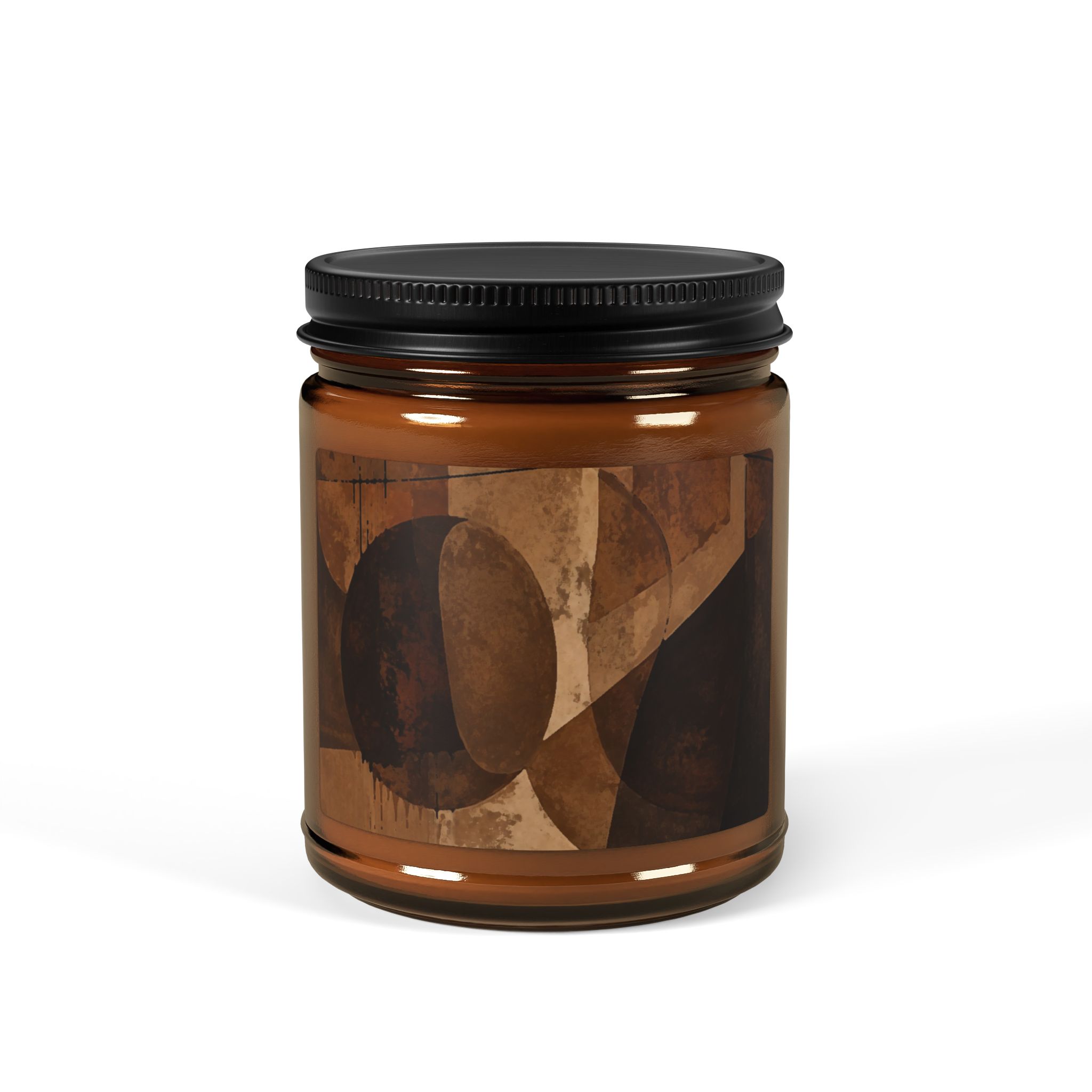 Shapes of Brown Geometric Amber Jar Candle | Soy Scented Candle - Image 4