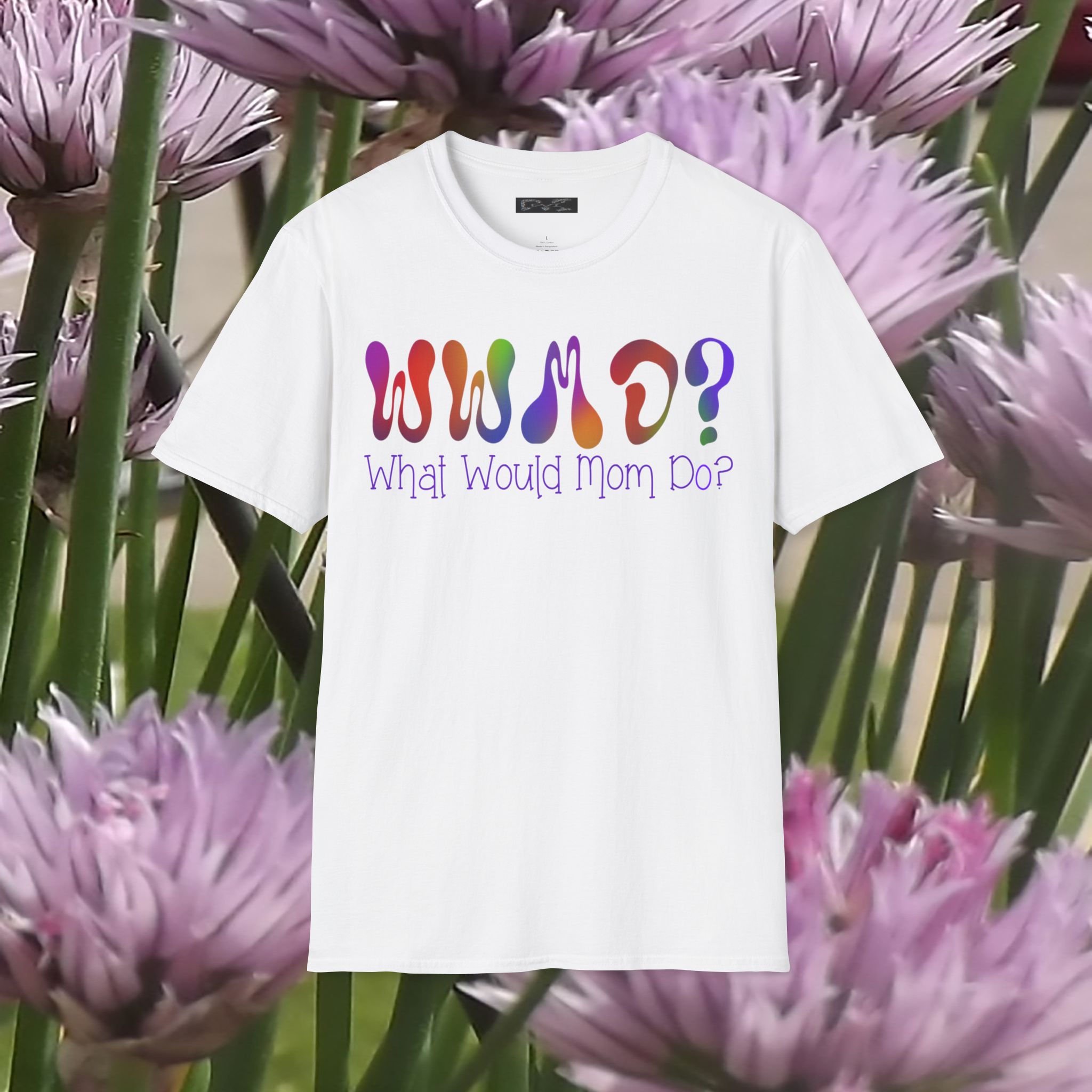WWMD? What Would Mom Do? Tie-Dye Unisex Softstyle T-Shirt - Image 2