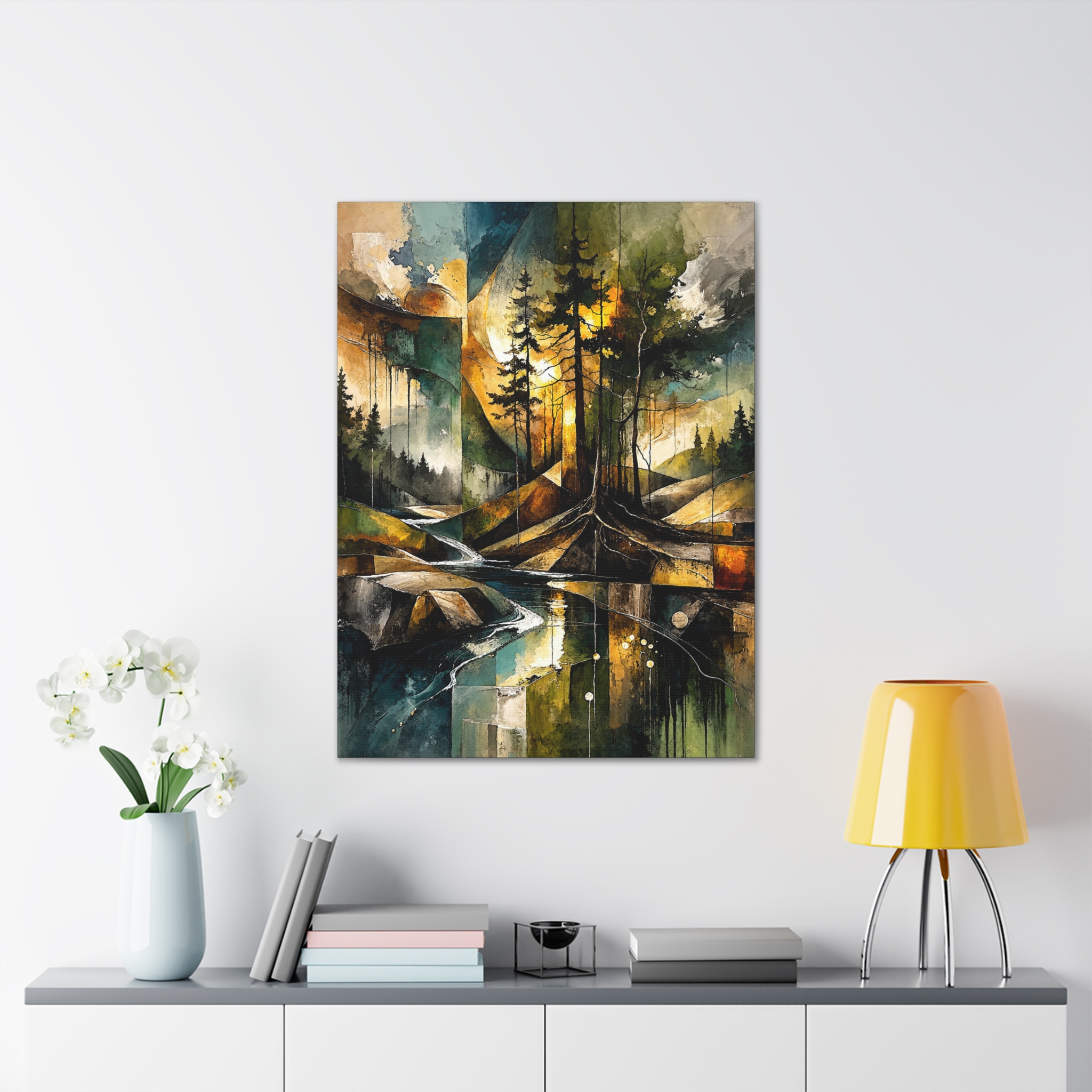 Abstract Forest Landscape Canvas Stretched | Tree Reflections Wall Art - Image 18
