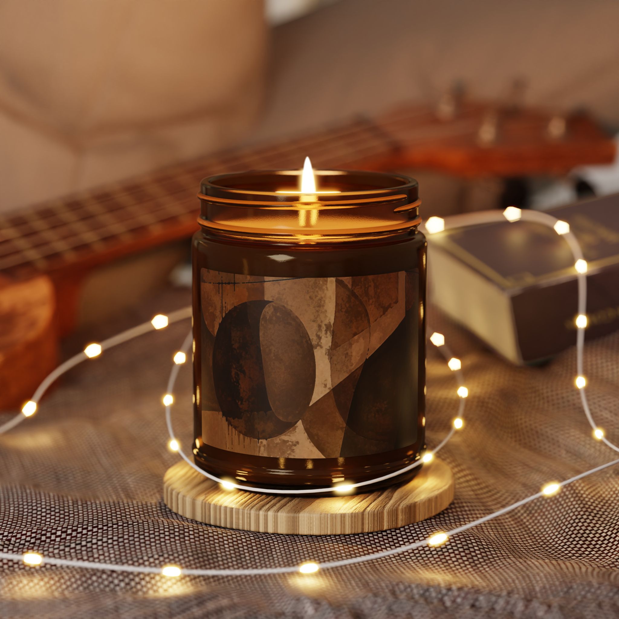 Shapes of Brown Geometric Amber Jar Candle | Soy Scented Candle - Image 5