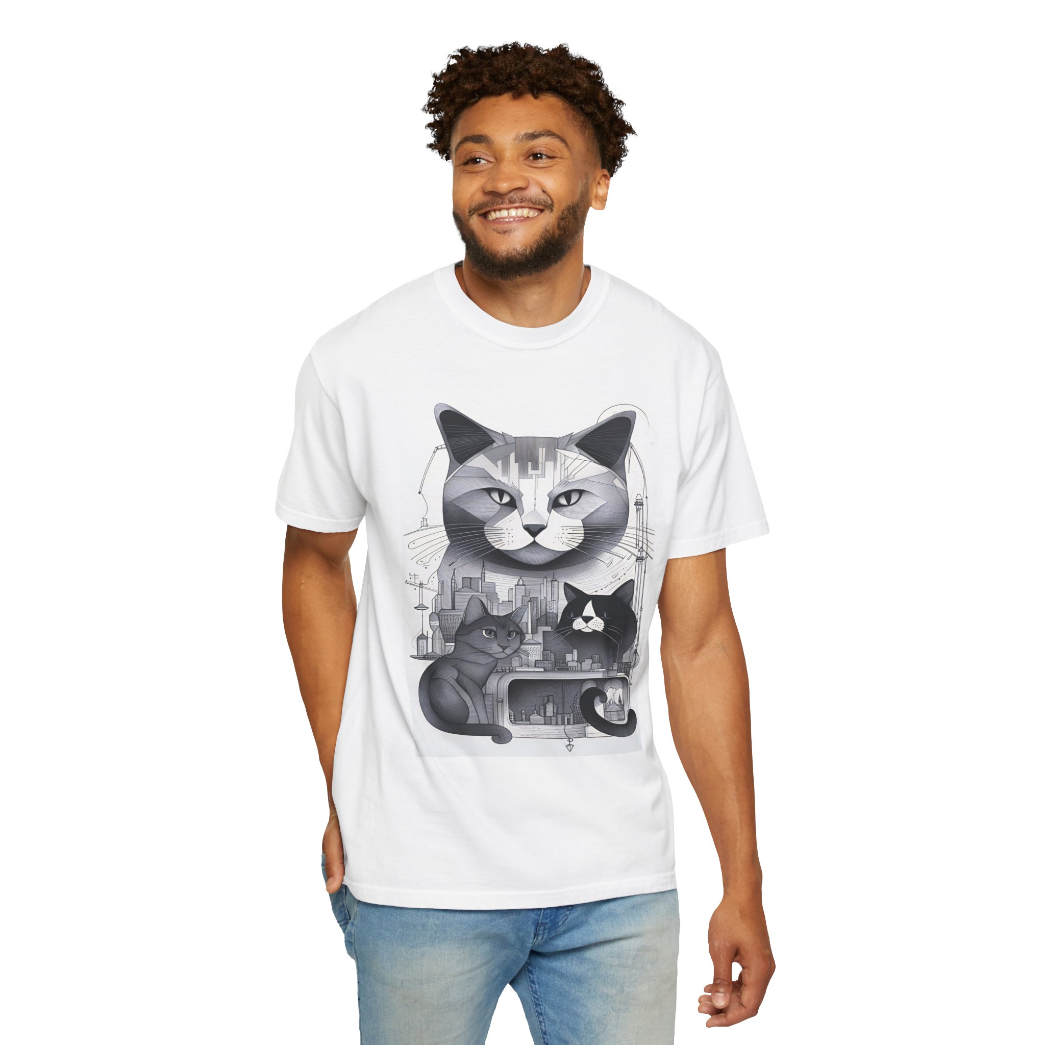 Cats In The City Unisex Garment-Dyed T-shirt - Image 5