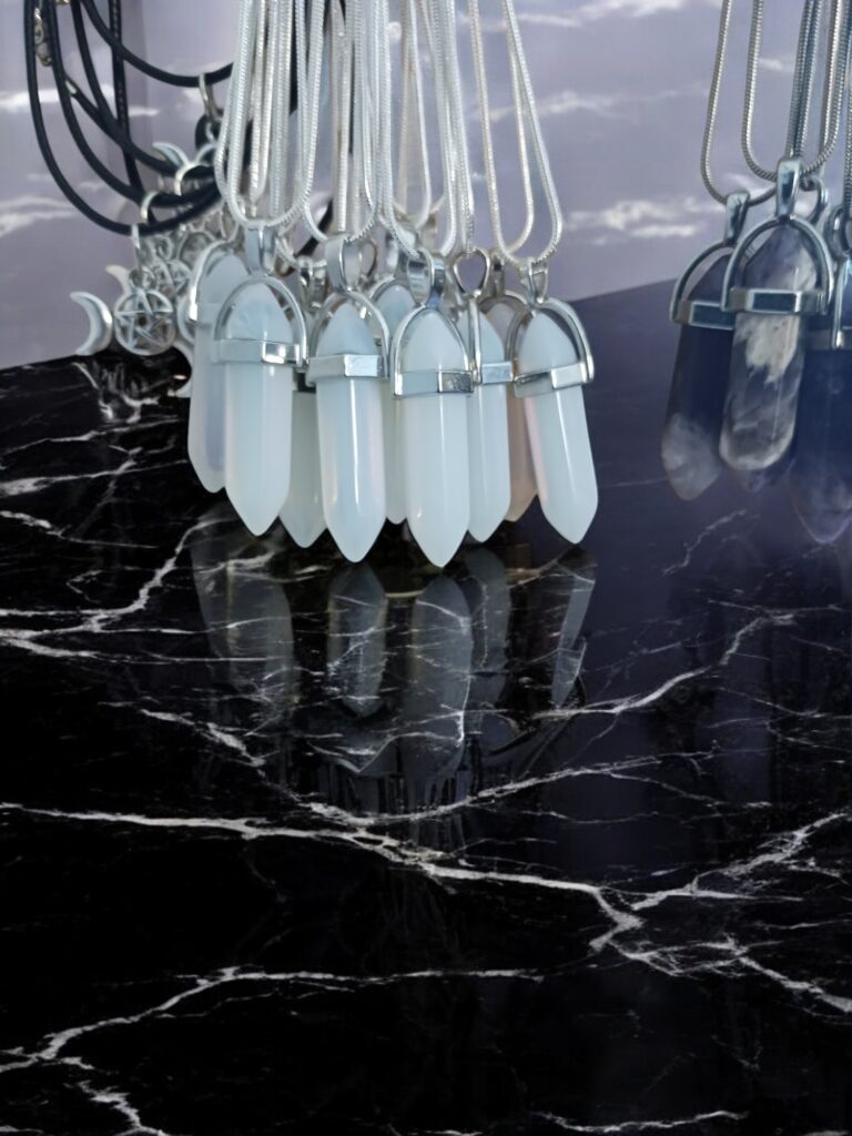 Moon Stone Crystal Point STERLING SILVER Necklace