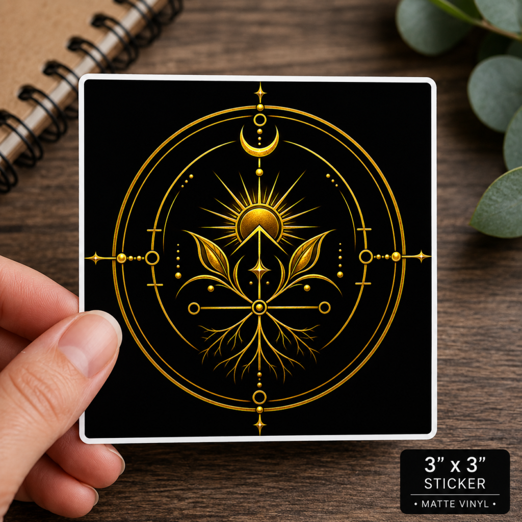 The Returning Light ~ Golden Occult Mandala Square Stickers