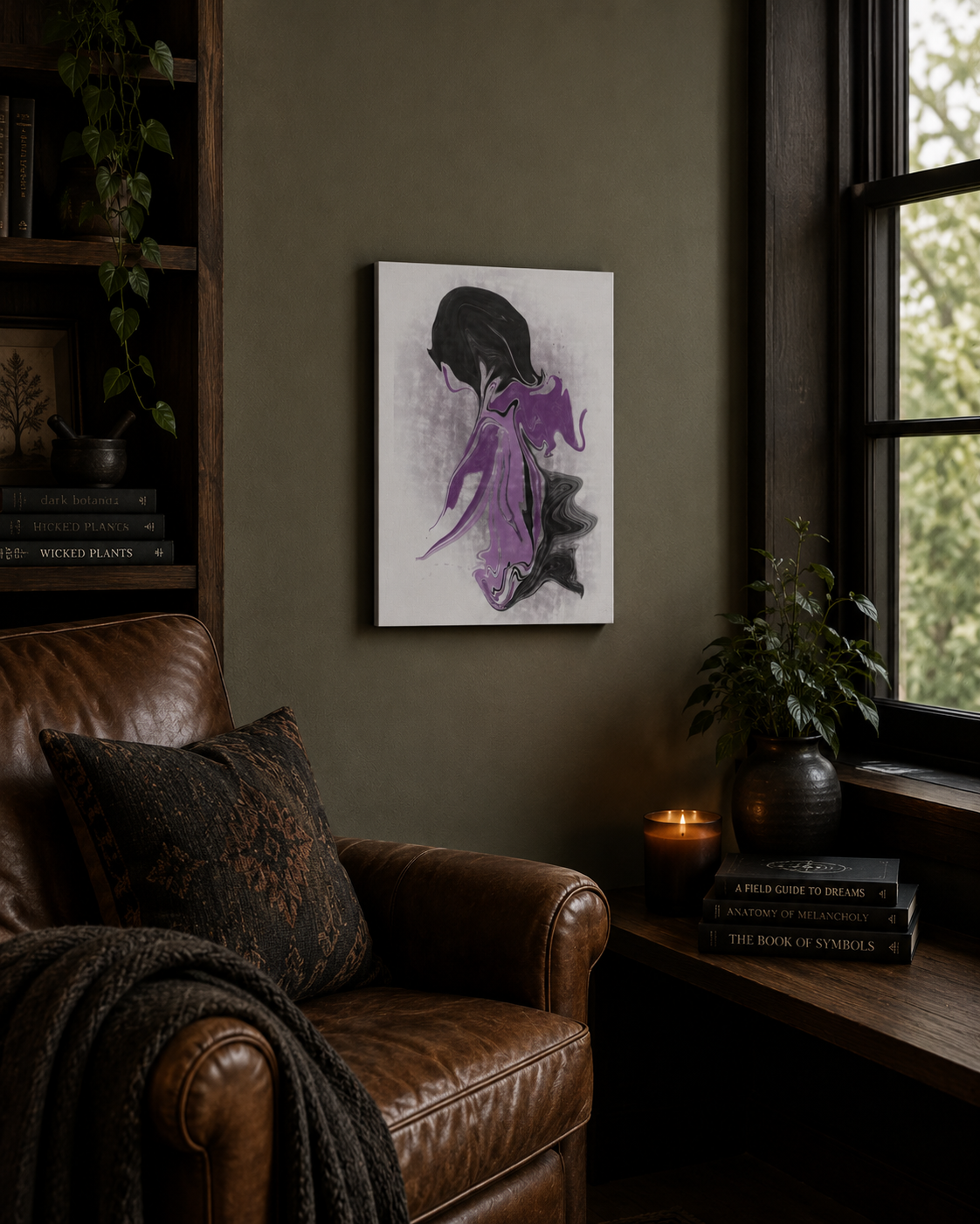 Girl in Pink & Purple Hoodie Collectible Art Print on Satin Canvas, Stretched - Image 2