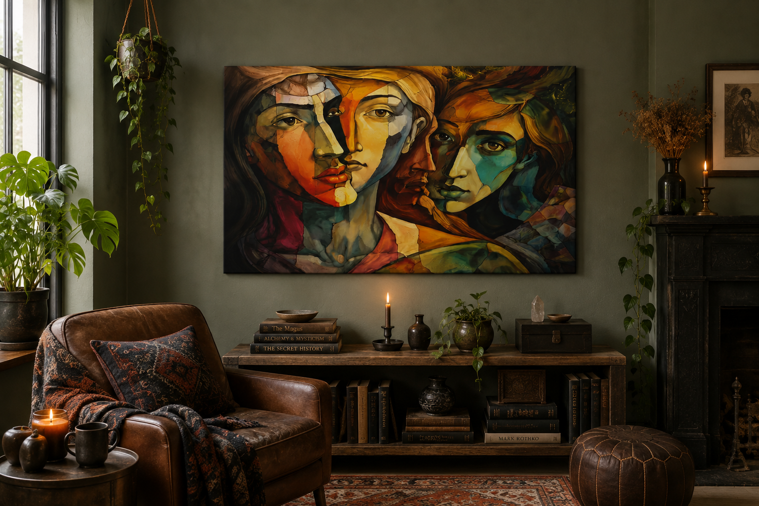 Masters of Time Abstract Cubist Faces Canvas Stretched | Multi-Color Portrait Wall Art - Image 2