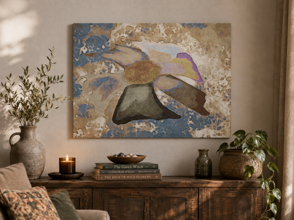 Flower in the Sand Art Print on Satin Canvas ~ Abstract Art
