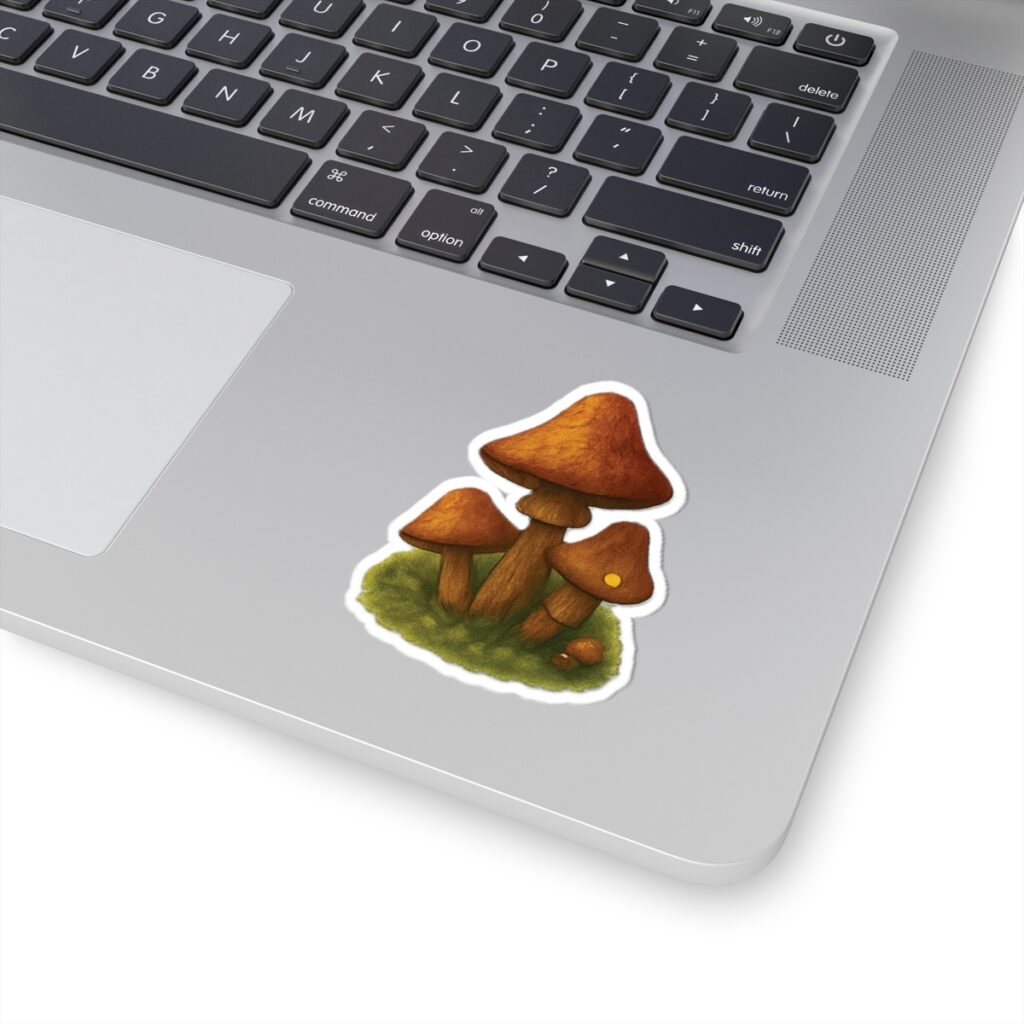 Brown Forest Mushrooms Sticker | Kiss-Cut Mushroom Decal