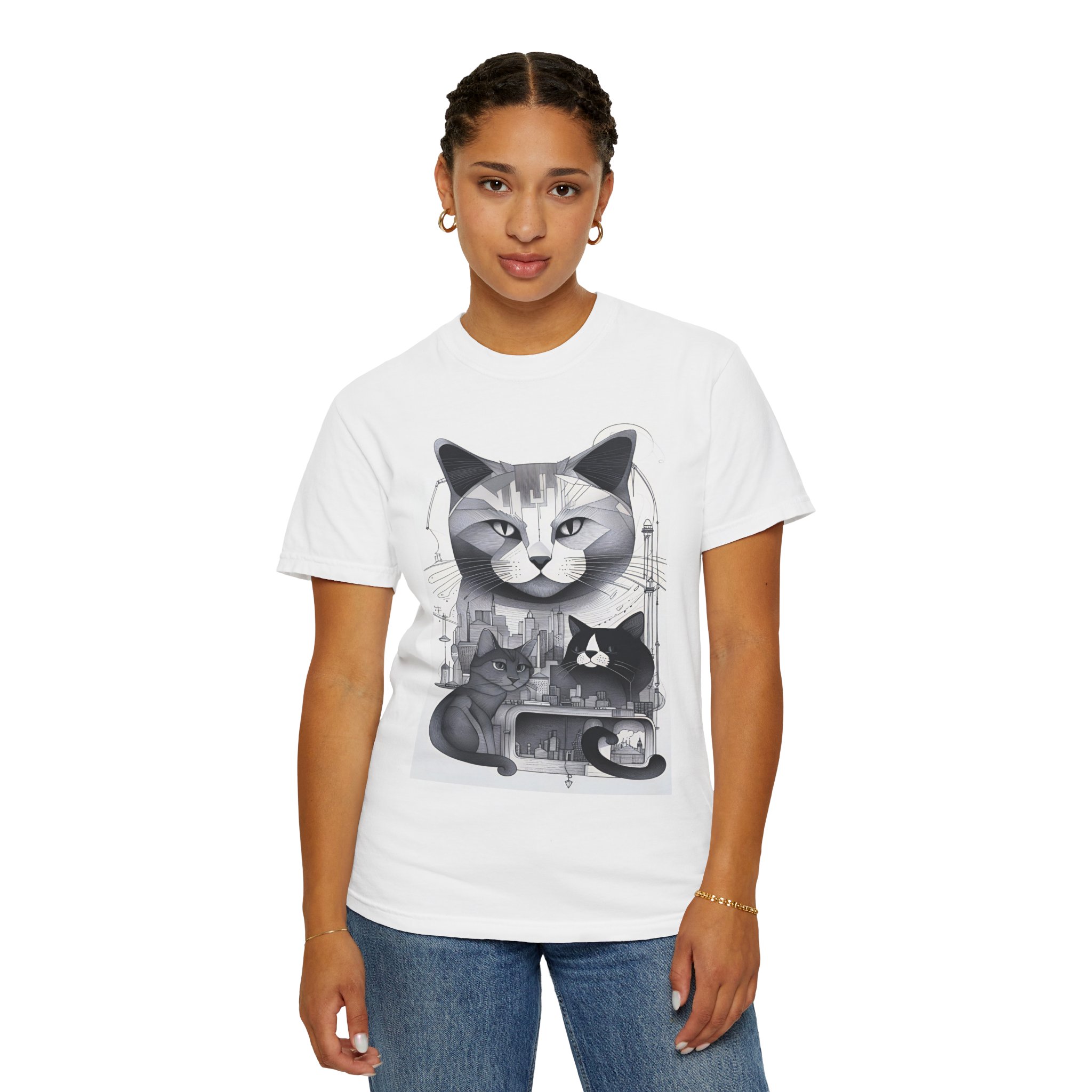 Cats In The City Unisex Garment-Dyed T-shirt - Image 2