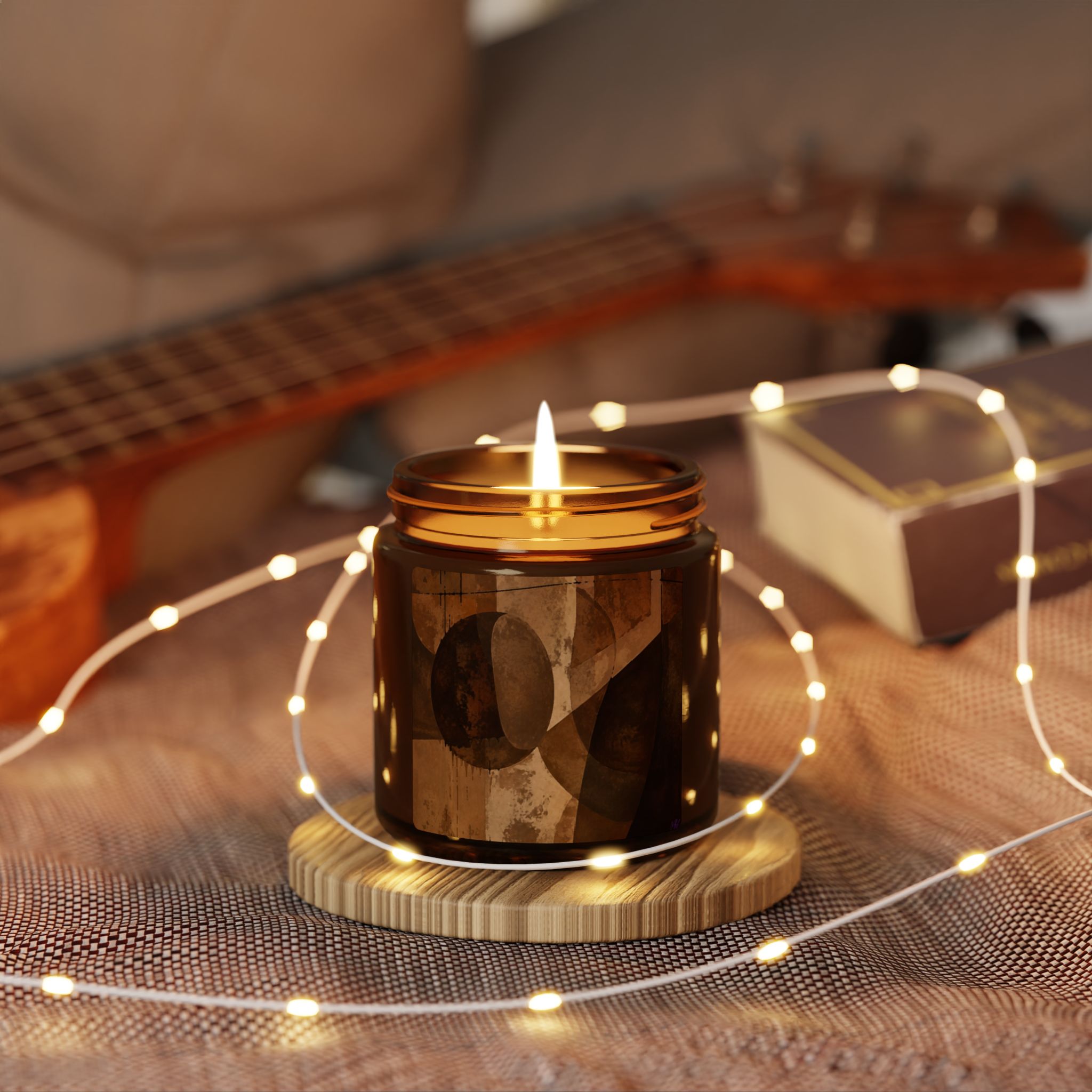 Shapes of Brown Geometric Amber Jar Candle | Soy Scented Candle - Image 2