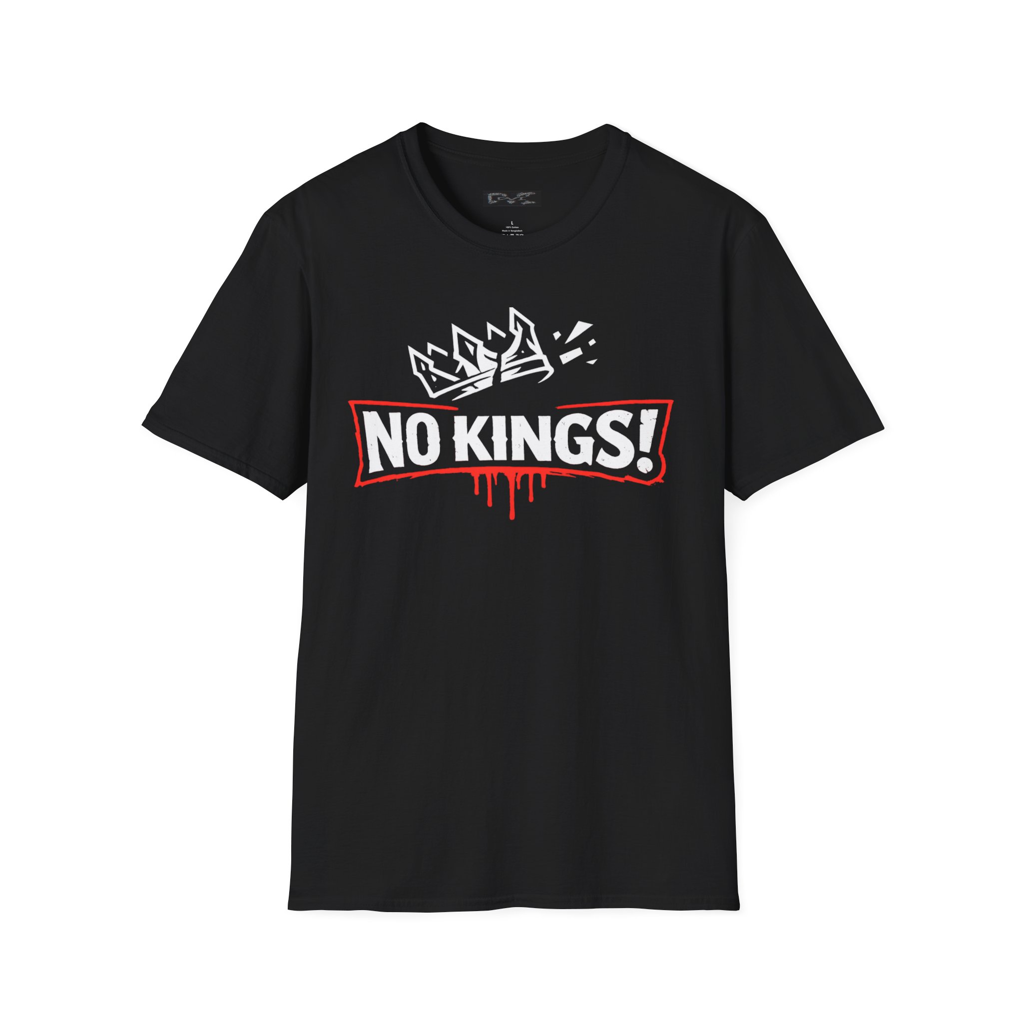 No Kings! crown graphic T-Shirt | punk protest streetwear, black tee - Image 2