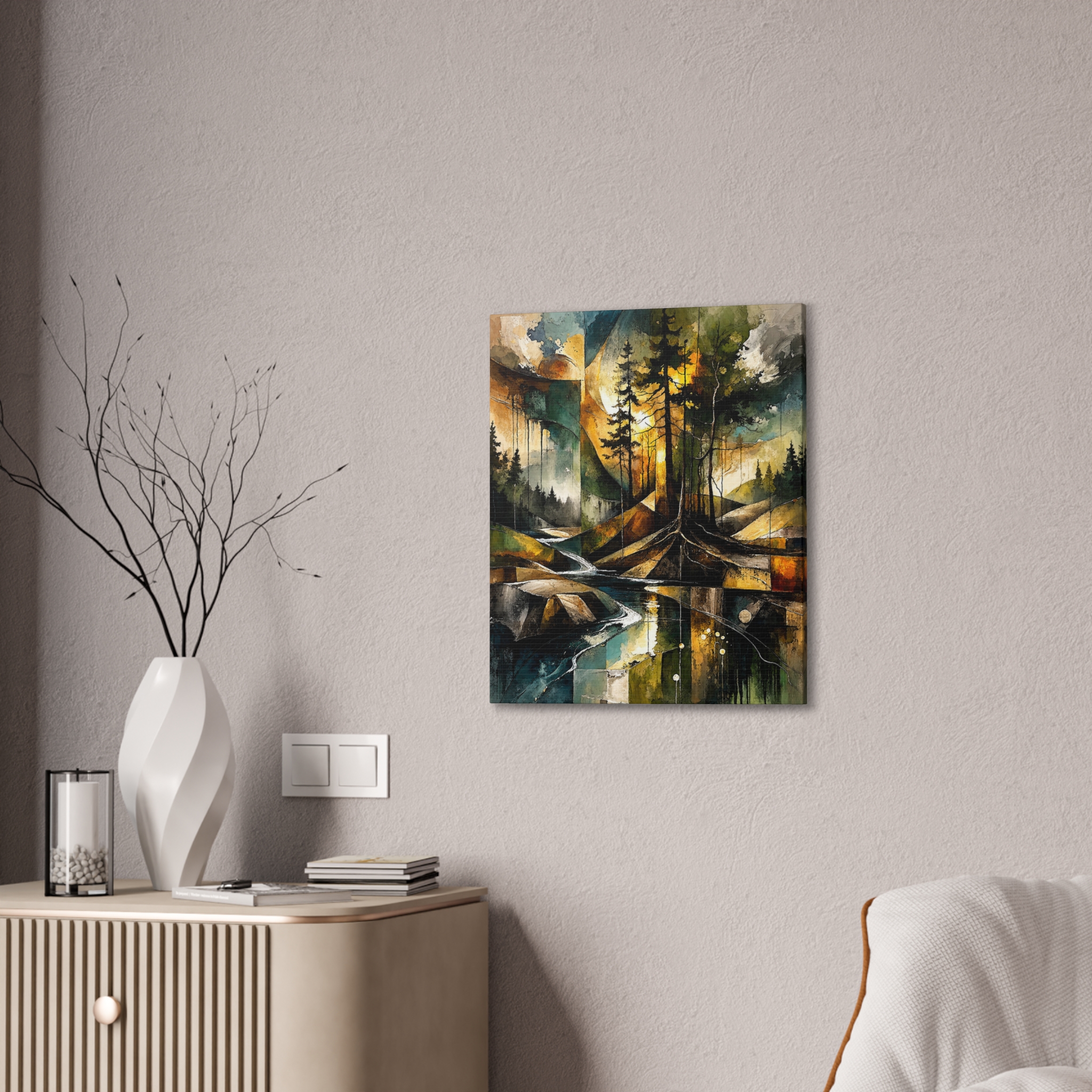 Abstract Forest Landscape Canvas Stretched | Tree Reflections Wall Art - Image 11