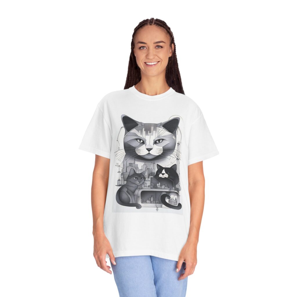 Cats In The City Unisex Garment-Dyed T-shirt