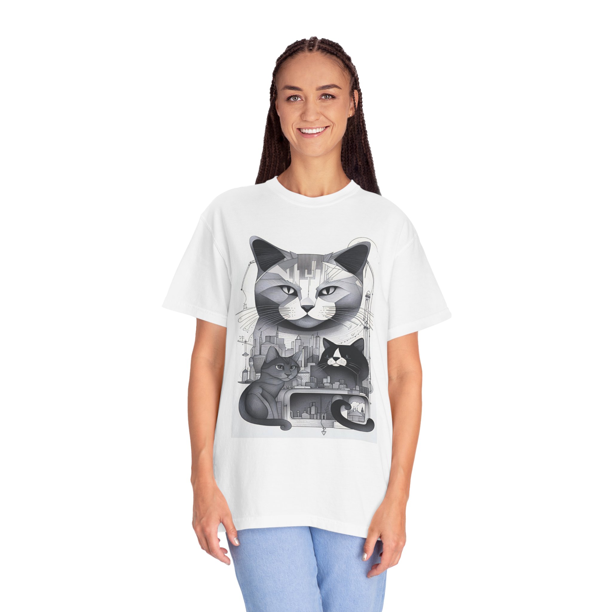 Cats In The City Unisex Garment-Dyed T-shirt