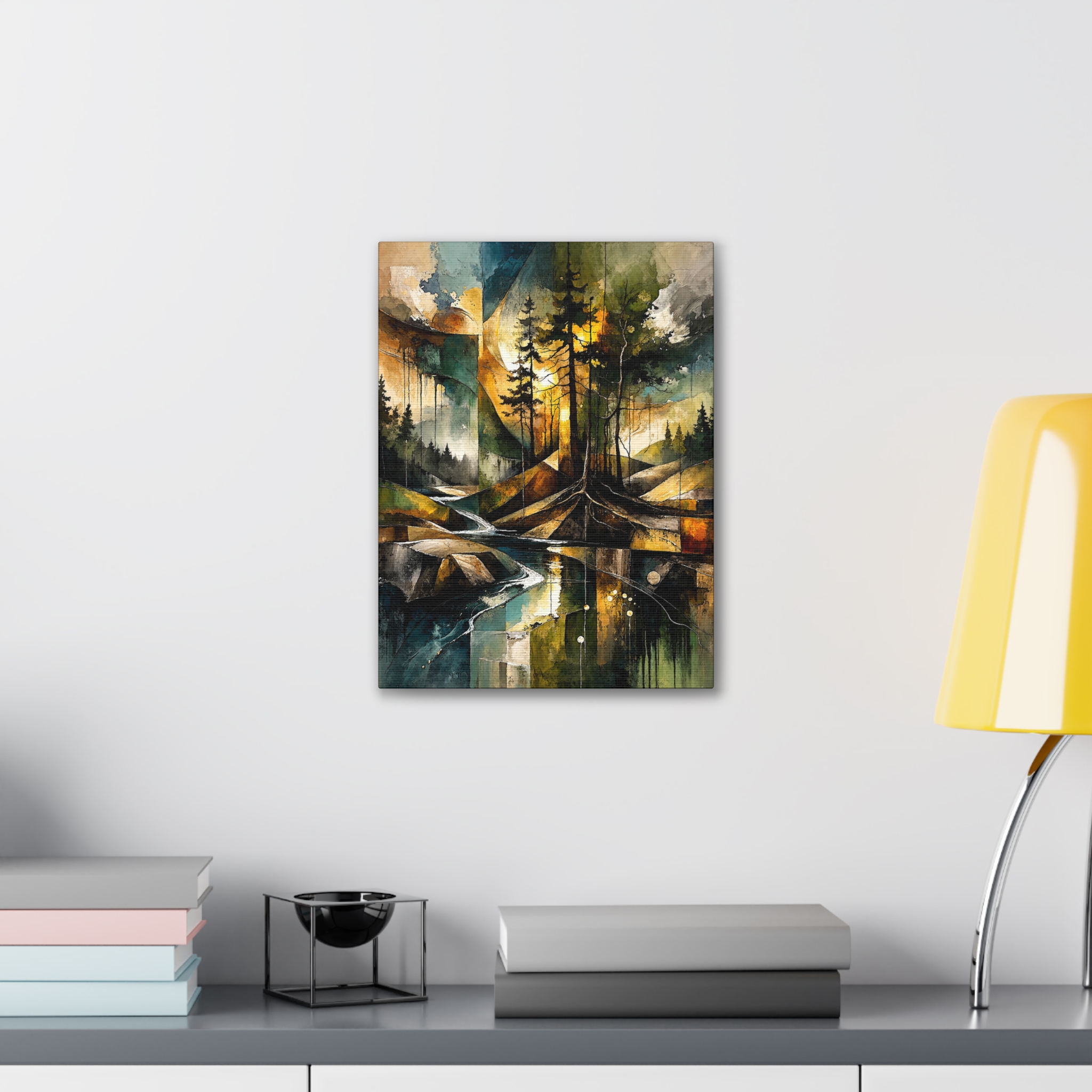 Abstract Forest Landscape Canvas Stretched | Tree Reflections Wall Art - Image 3
