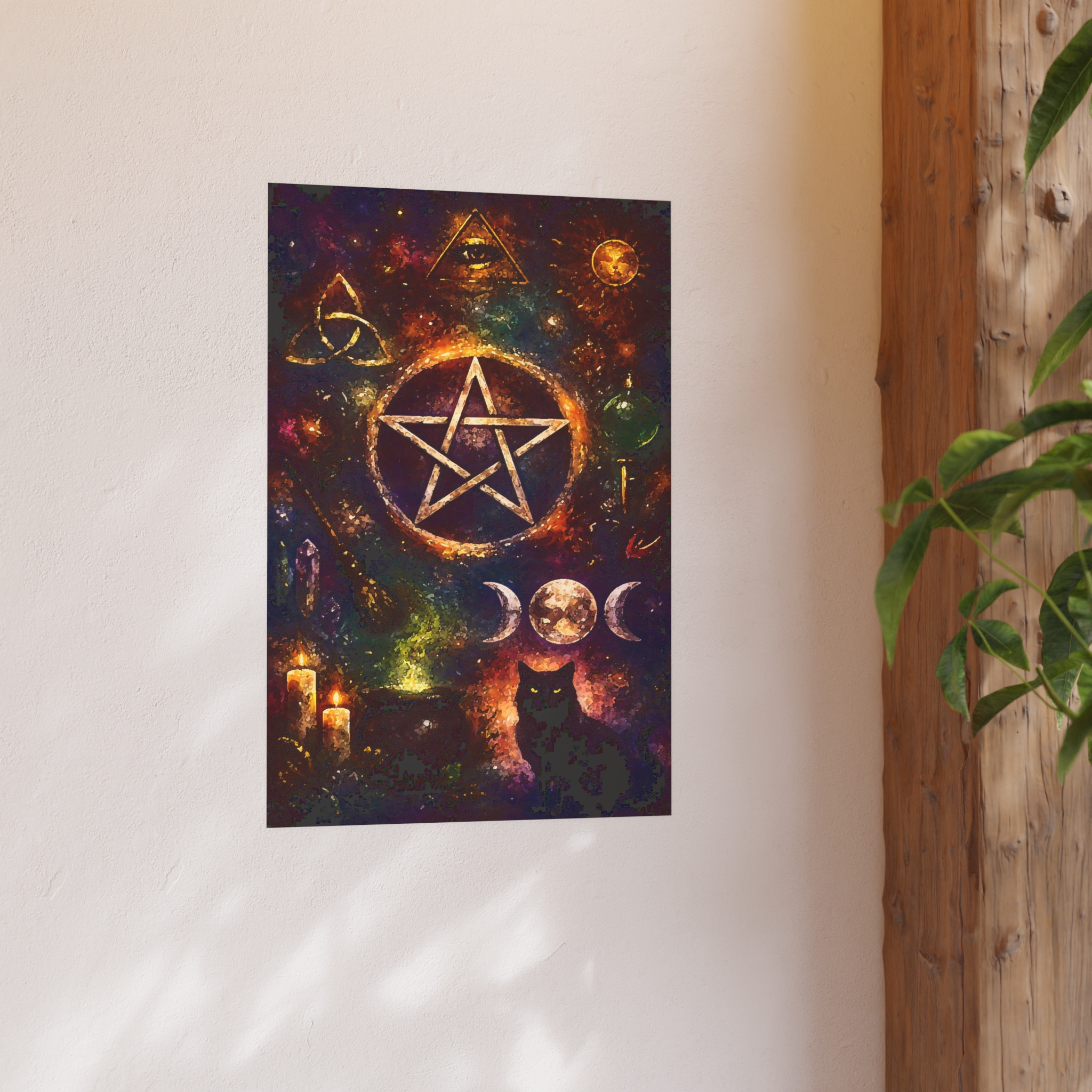 Wiccan Pentagram Galaxy Poster | Satin Matte Poster - Image 3