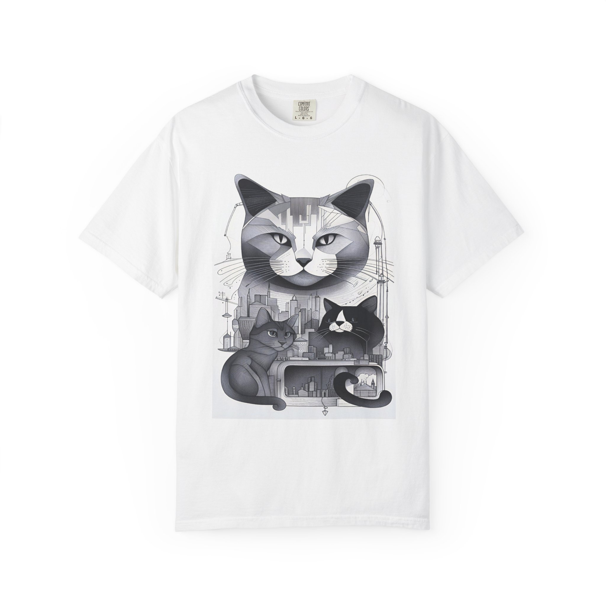 Cats In The City Unisex Garment-Dyed T-shirt - Image 3