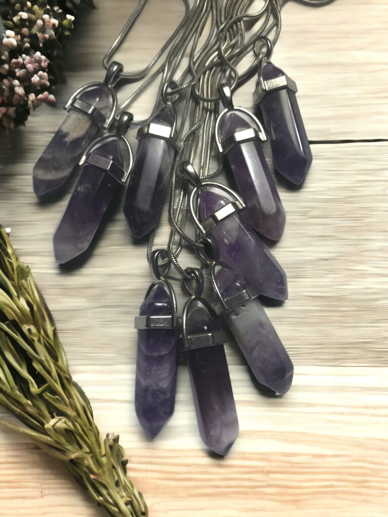 STERLING SILVER CHAIN Amethyst Point Necklace
